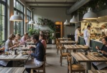 restaurantes sostenibles, innovación culinaria y responsabilidad ambiental. Imagen realizada con IA